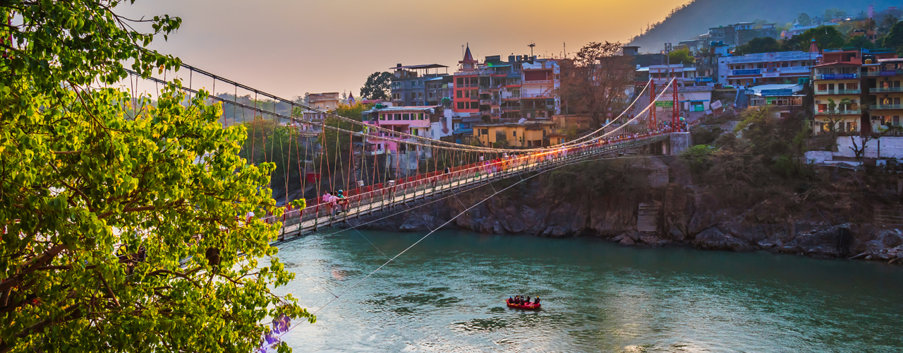 Rishikesh, yoga city India, Ganges River Ganga Ram Jhoola (Bridge)